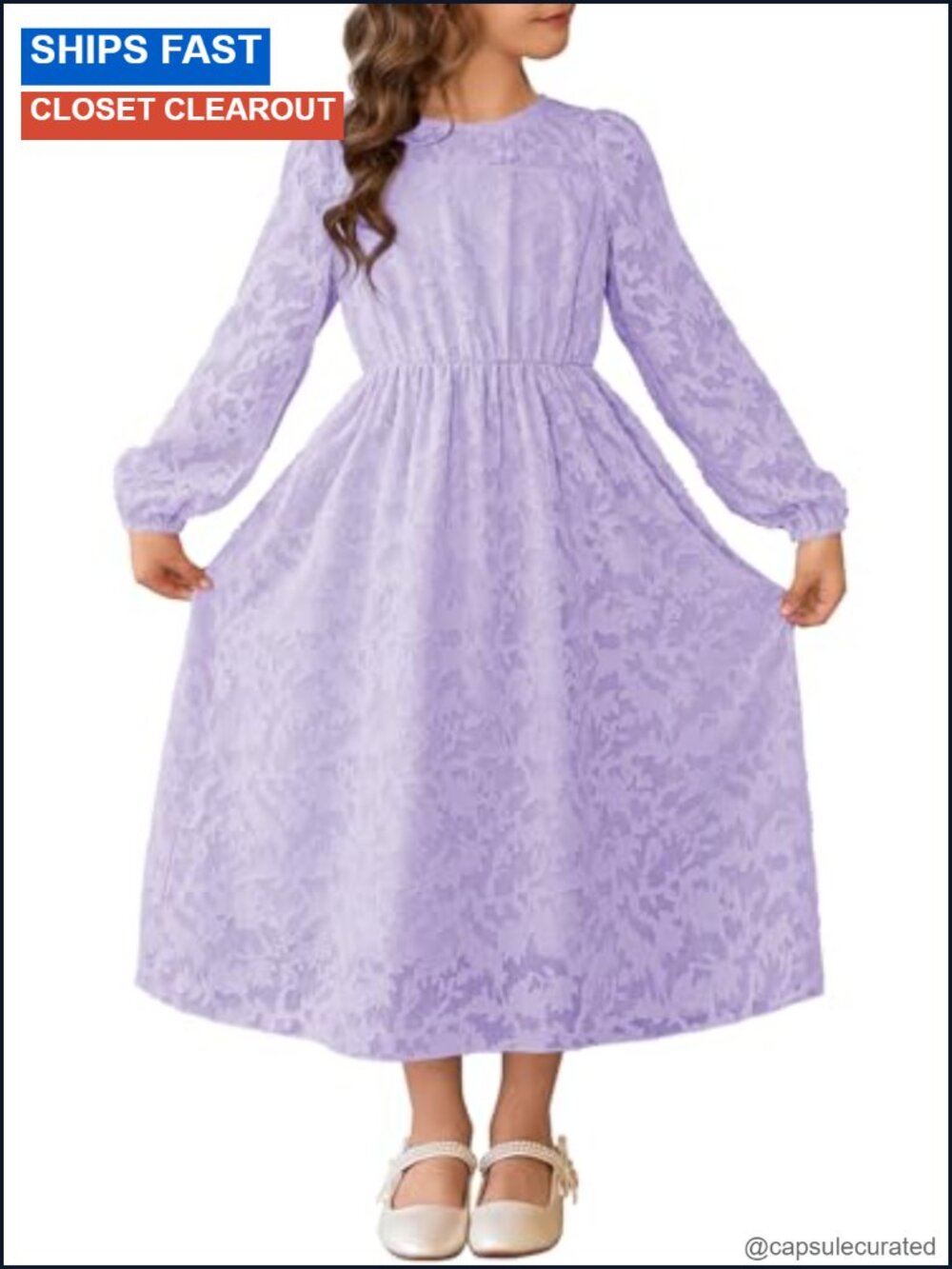 Girls Long Sleeve Floral Maxi Dress Wedding Guest Flower Girl Formal